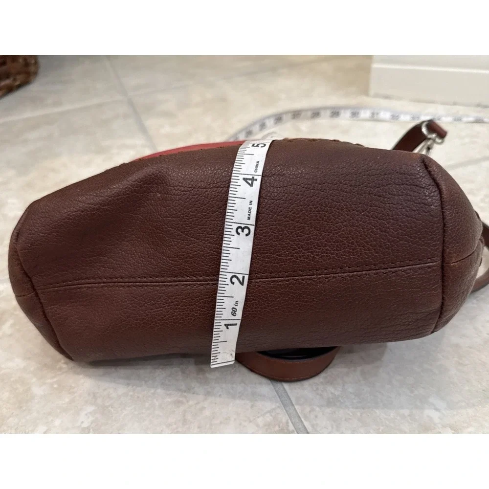 The Sak Red & Brown Leather Crossbody Shoulder Purse Bag Outside‎ pockets Boho